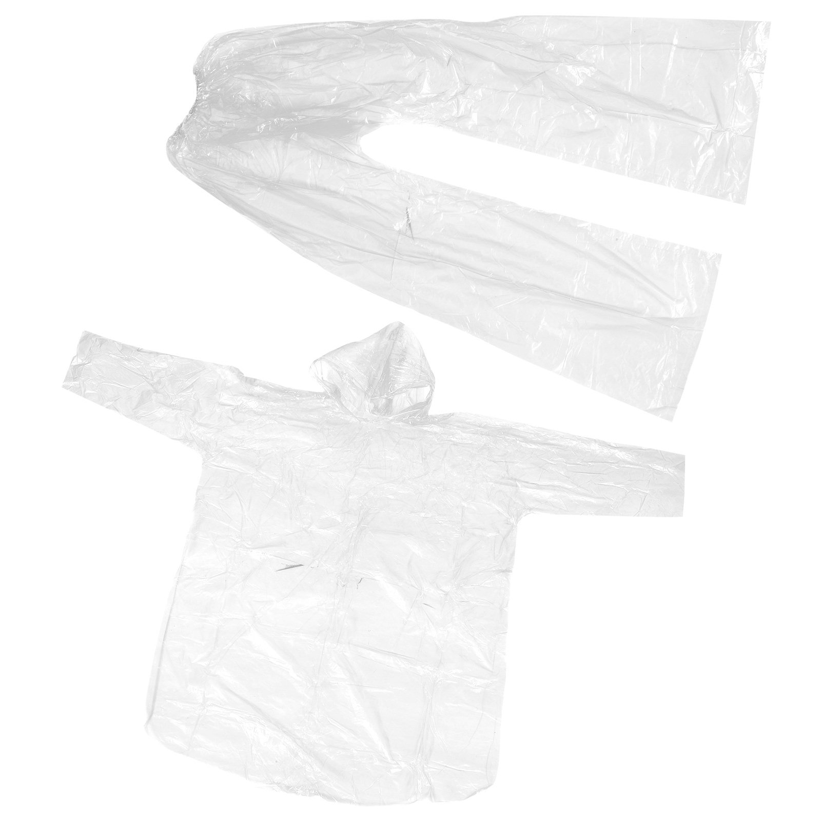 Emergency Poncho Rain - Zestaw przezroczystych, wodoodpornych ponczo z kapturem,